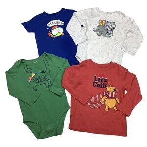 Baby Boy 24 Months Lot Of 4 Long Short Sleeve Shirts Bodysuit Winnie The Pooh